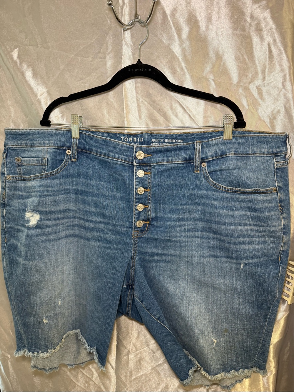 Torrid Blue Distressed Denim Bermuda Shorts size 2